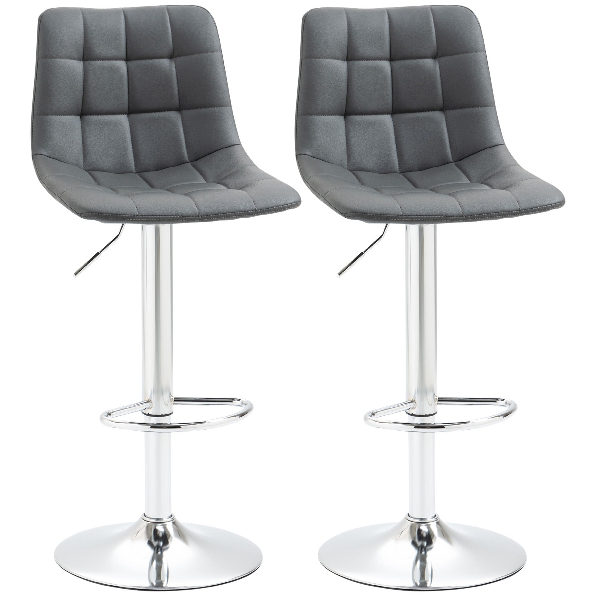 EasyComfort Set 2 Sgabelli Alti Moderno da Bar Girevoli with Schienale e Poggiapiedi, Sedia with Altezza regolabile, 42x45x89-110cm, Grigio