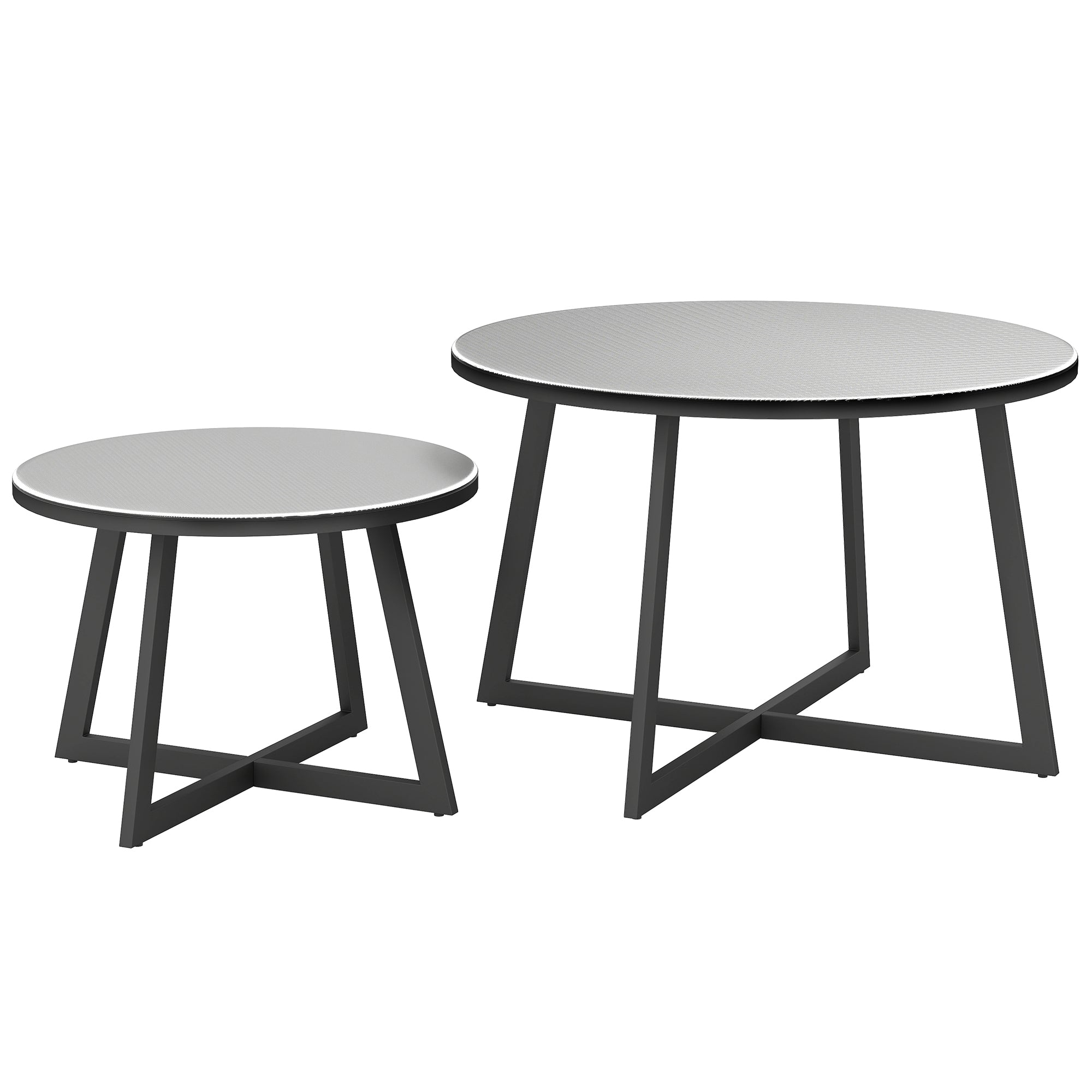 EasyComfort set 2 bijzettafels buiten Ø70 x 45A cm & Ø50 x 35A cm