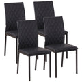 EasyComfort Set 4 Sedie per Cucina e Soggiorno da Pranzo moderno in Finta Pelle with Cuciture a Rombi e Gambe in Metallo, black