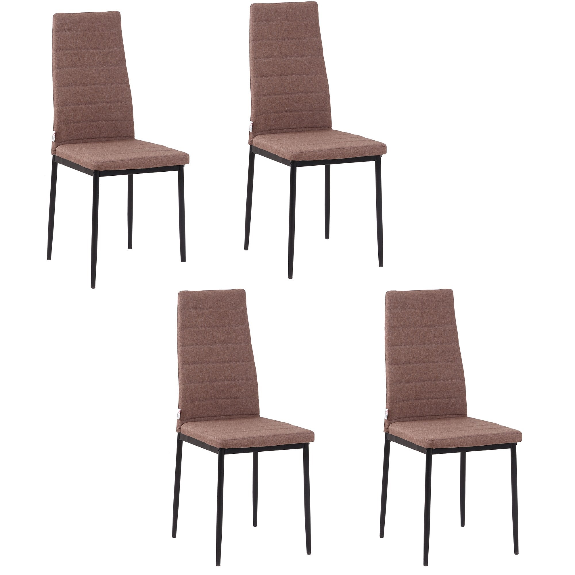 Easycomfort Set 4 Sedie Imbottite per Soggiorno o Sala da Pranzo, Sedie da Cucina Moderne, in Metallo e Tessuto Cachi