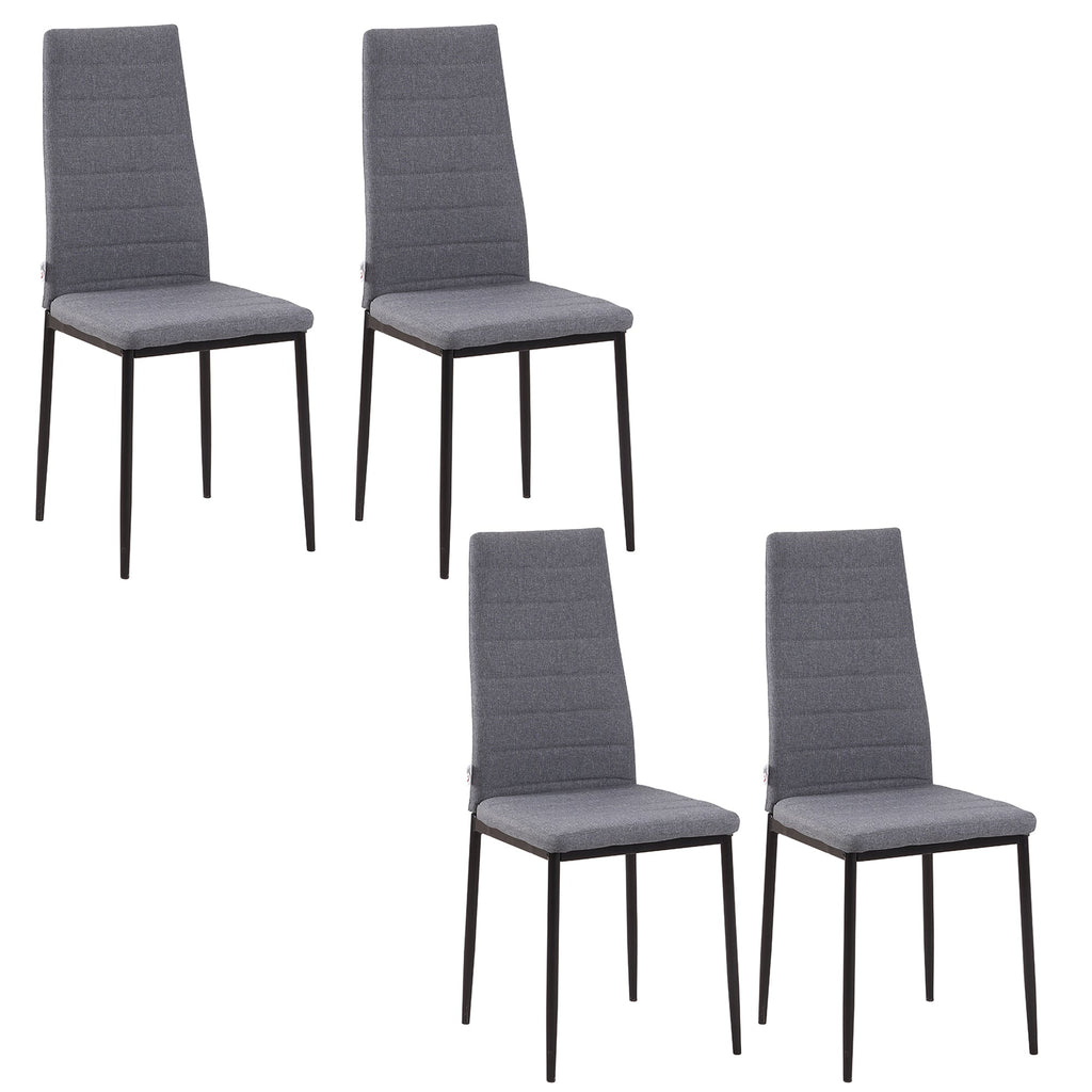 EasyComfort Set 4 Sedie per Soggiorno Imbottite in Tessuto, Sedie Sala da Pranzo Moderne with Gambe in Metallo, Capacità 120 kg, Grigio