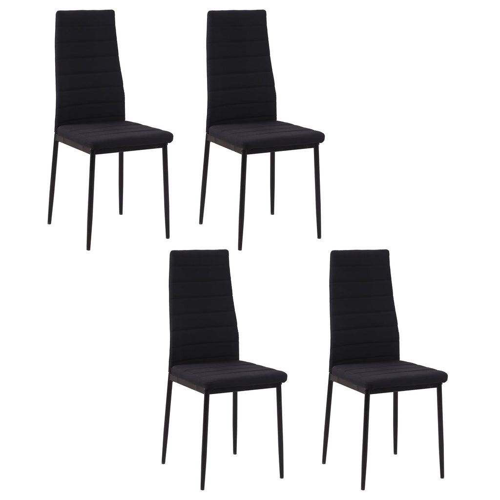 Easycomfort Set 4 Sedie Imbottite per Soggiorno o Sala da Pranzo, Sedie da Cucina Moderne, in Metallo e Tessuto black