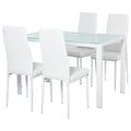 Easycomfort Set 5 Pezzi with 1 Tavolo e 4 Sedie per Cucina o Sala da Pranzo in Finta Pelle, Metallo e Vetro Temperato, white