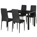 Easycomfort Set 5 Pezzi with 1 Tavolo e 4 Sedie per Cucina o Sala da Pranzo in Finta Pelle, Metallo e Vetro Temperato, black