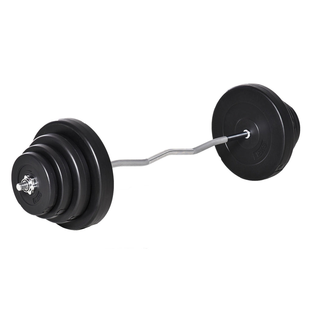 EASYCOMFORT Set Bilanciare da 70kg with 8 Dischi Pesi e Barra Curva in Acciaio, Allenamento a Casa e Palestra, 140x38.5x38.5cm