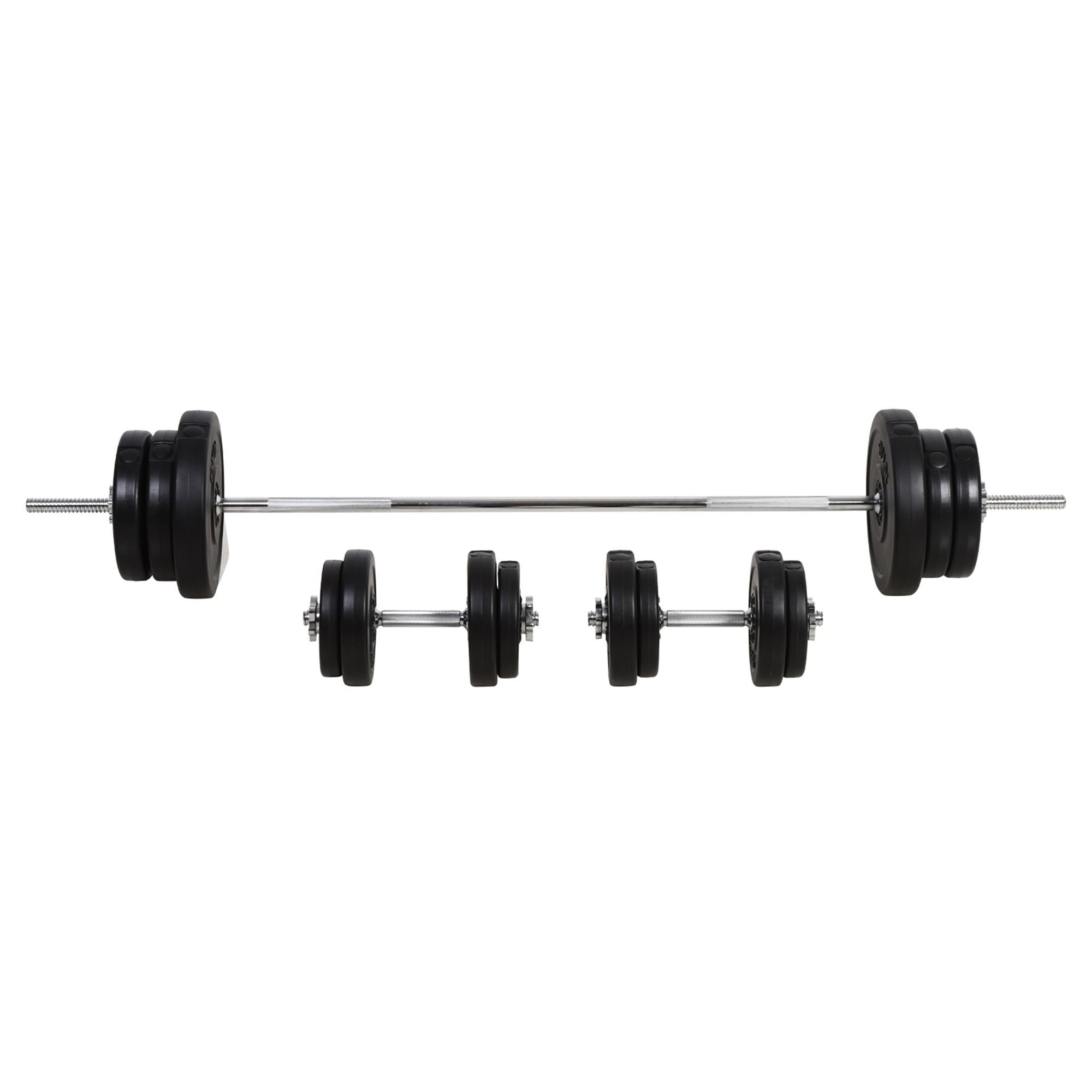 Easycomfort Set Bilanciere e Dischi 65kg with 2 Manubri Pesi, Bilanciere Palestra Manubri with 14 Dischi in Acciaio e Plastica