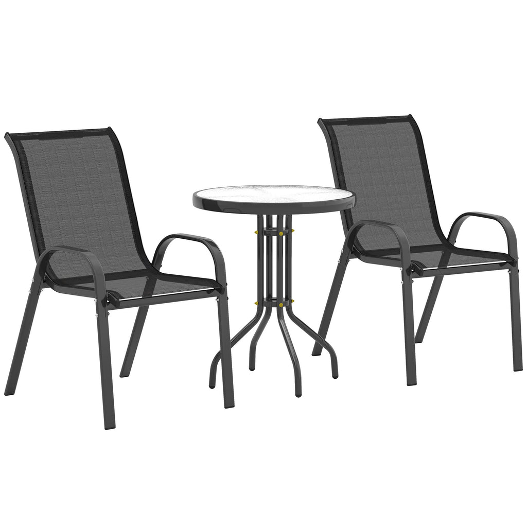 EasyComfort Set da Giardino 3 Pezzi with 2 Sedie da Giardino 54x71x93 cm e Tavolino Rotondo Ø60x71 cm in Acciaio black
