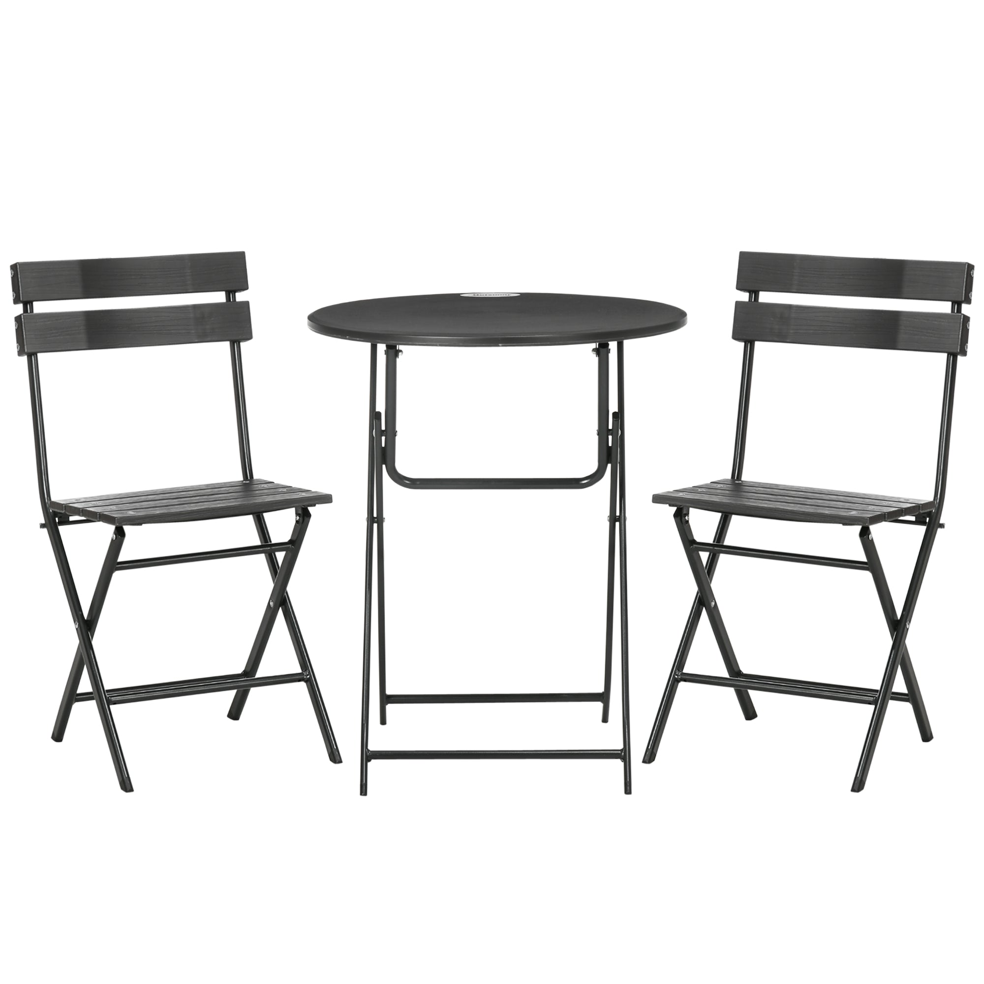 EasyComfort 3-delige tuinset met inklapbare tafel en 2 stoelen, donkergrijs