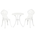 Easycomfort Set da Giardino 3 Pezzi in Alluminio white, 2 Sedie da Esterno 45x42x85.5 cm e Tavolino Rotondo Ø61x66.5 cm