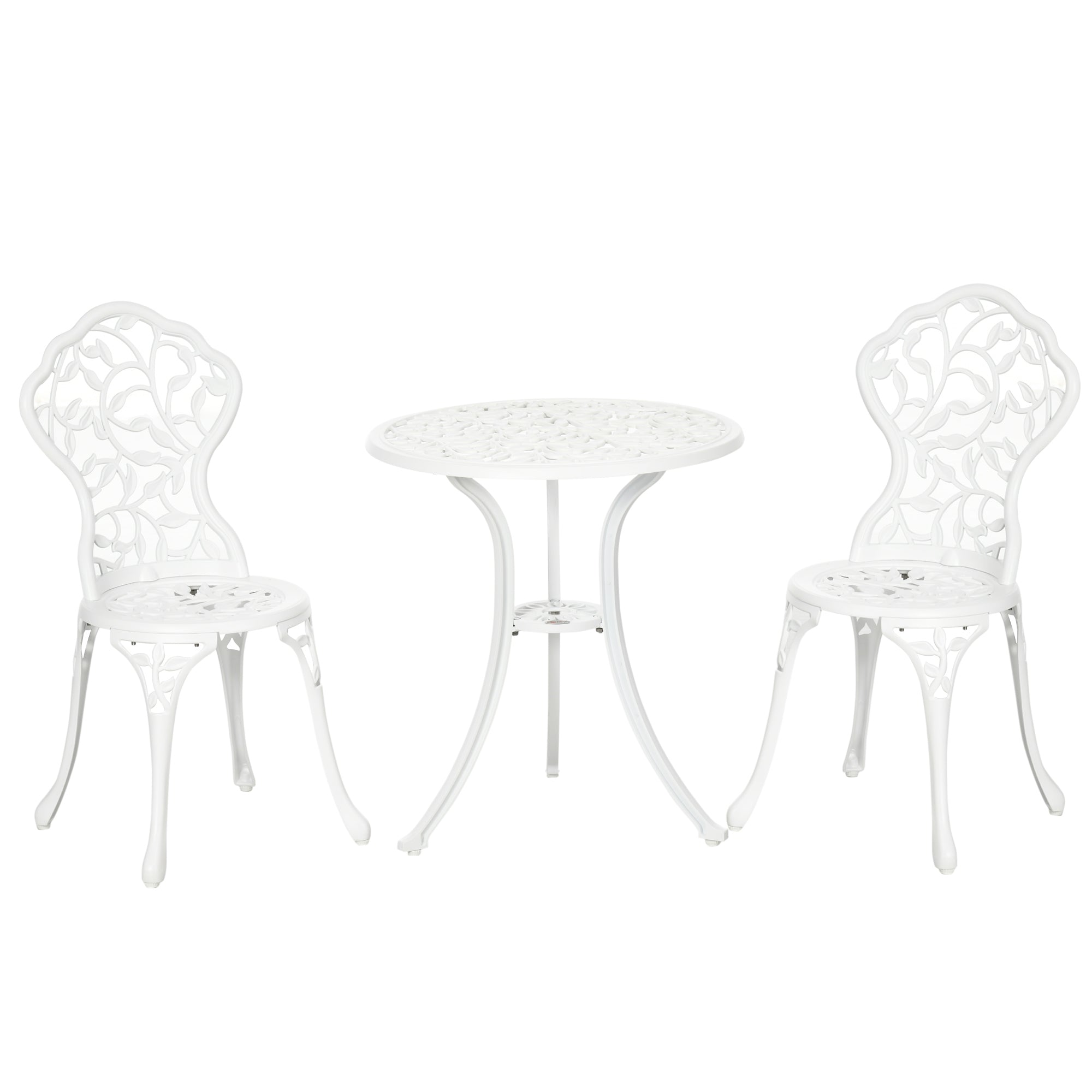 Easycomfort Set da Giardino 3 Pezzi in Alluminio white, 2 Sedie da Esterno 45x42x85.5 cm e Tavolino Rotondo Ø61x66.5 cm