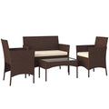 EasyComfort 4-delige tuinset rattan 2-zits bank 2 stoelen salontafel