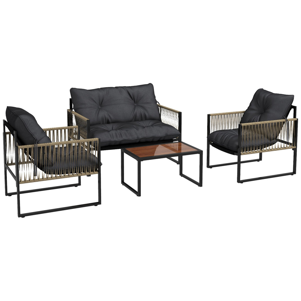 EasyComfort 4-delig PE-rattan tuinset