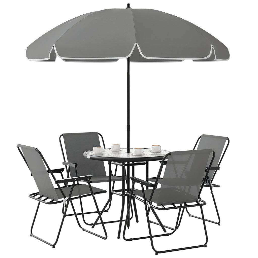 EasyComfort Set 6-delig tuinset staal met tafel Ø80 cm