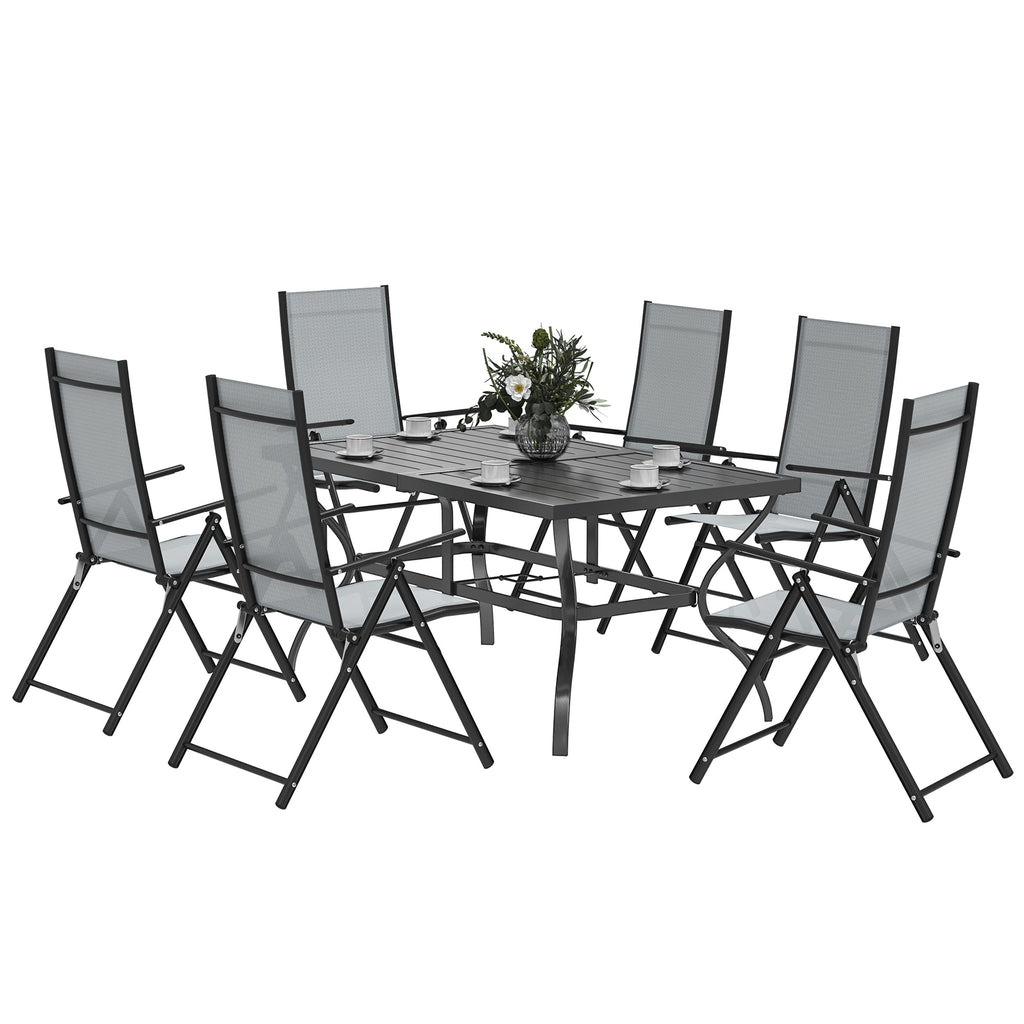 EasyComfort 7-delige tuinset tafel en 6 stoelen, grijs