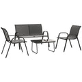 EasyComfort tuinset 2‑zitsbank met 2 stapelbare fauteuils en glazen tafel, zwart