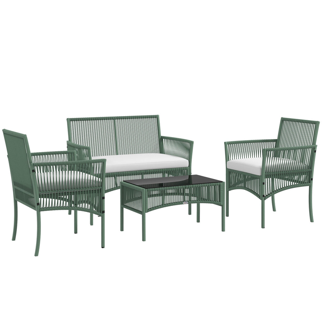 EasyComfort 4-delige rattan tuinset groen