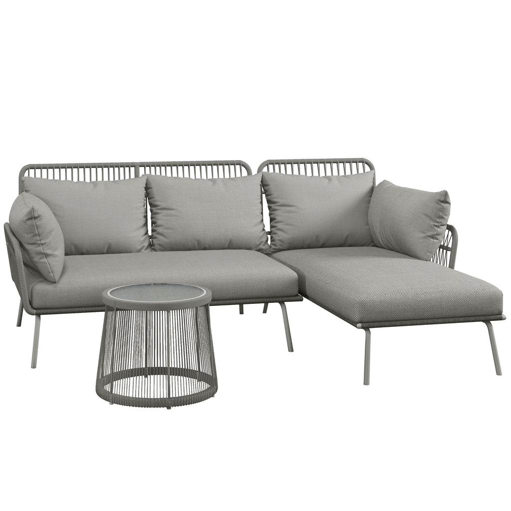 EasyComfort Rattan tuinset 2-zits met chaise longue