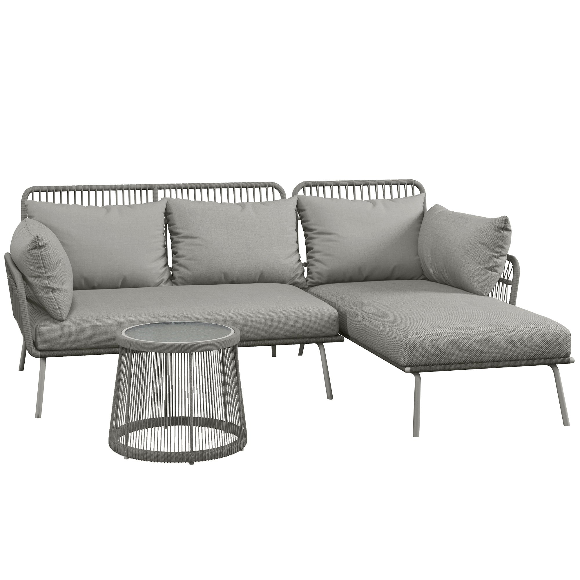 EasyComfort Rattan tuinset 2-zits met chaise longue