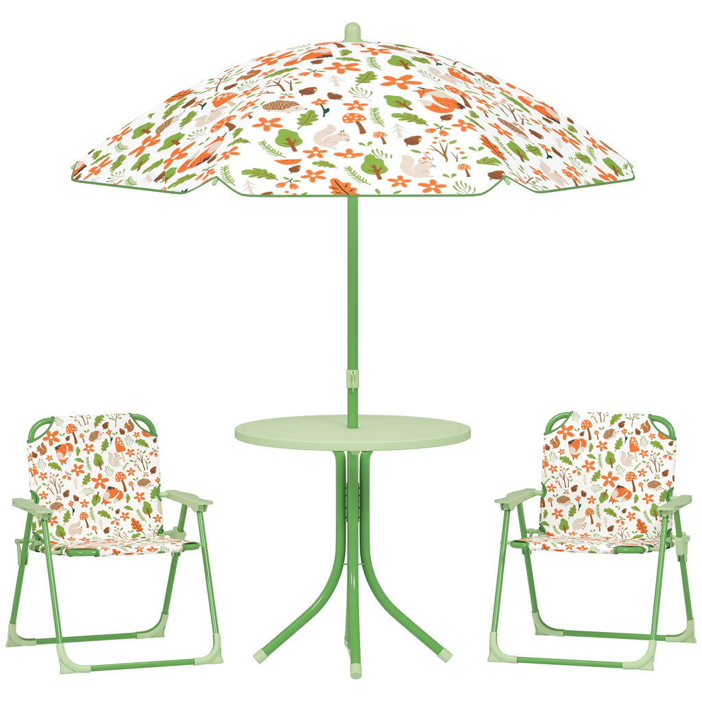 EasyComfort tuinset kinderen ronde tafel 2 stoelen parasol groen