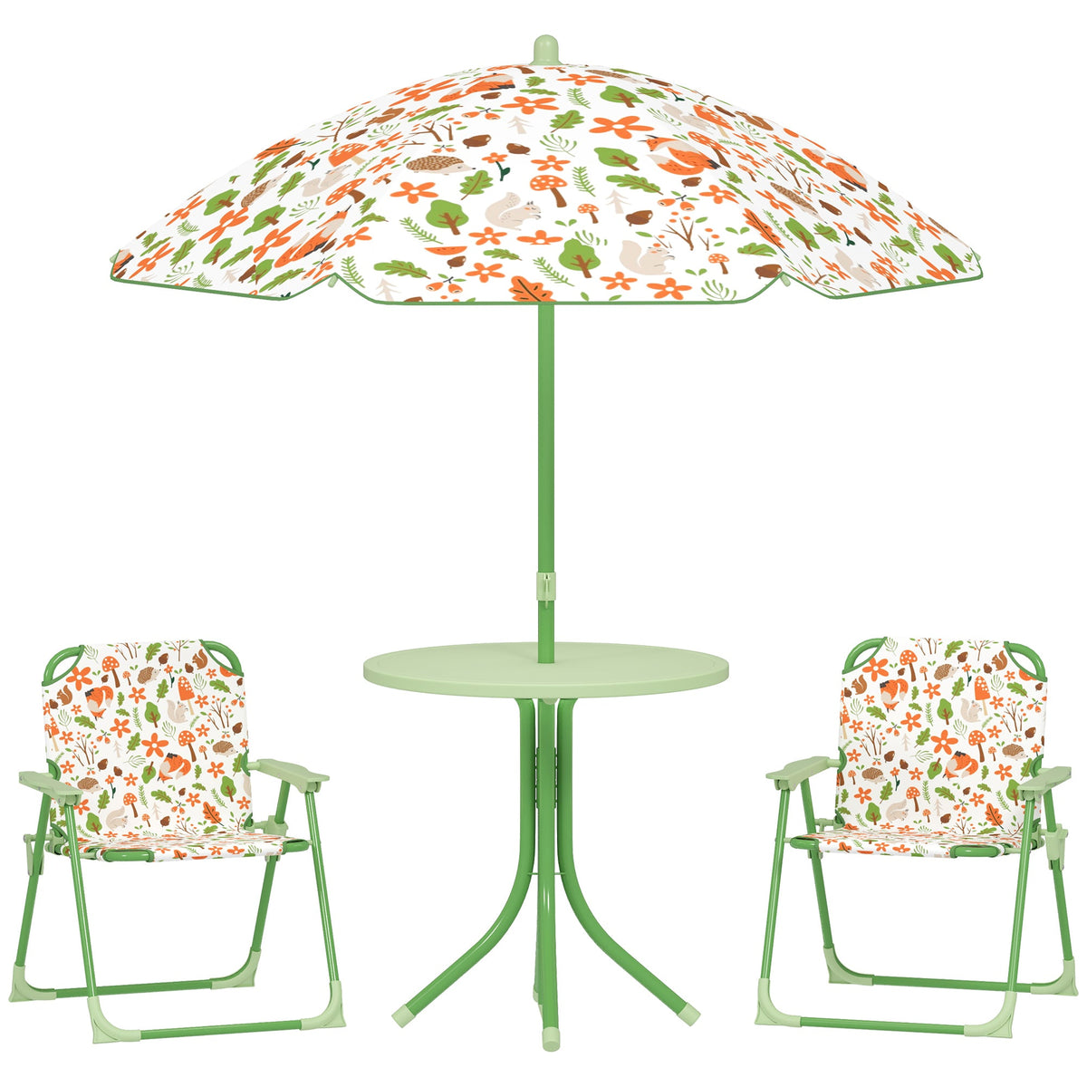 EasyComfort tuinset kinderen ronde tafel 2 stoelen parasol groen