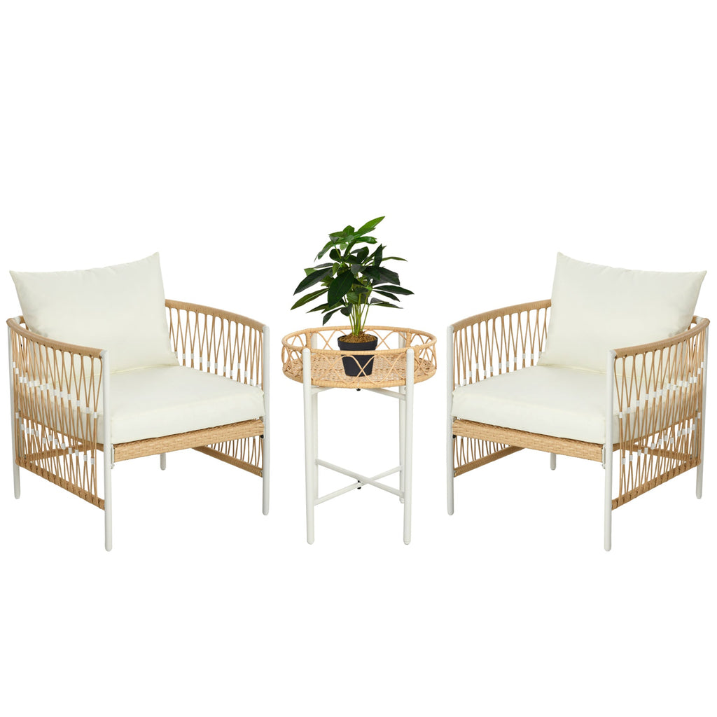 EasyComfort Boho tuinset rattan 2 stoelen met rond tafeltje