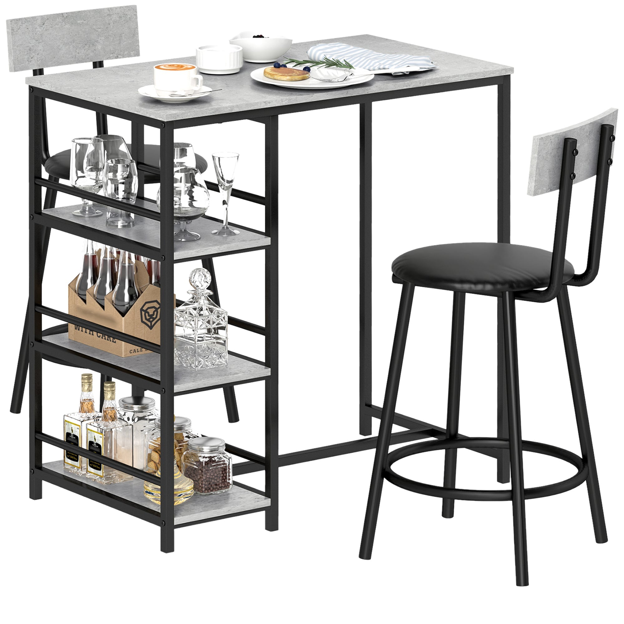EasyComfort 3-delige eetset bartafel met 2 barkrukken