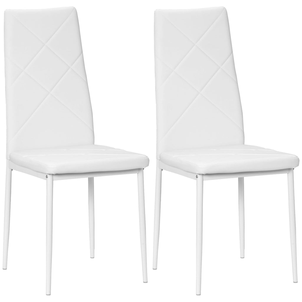 EasyComfort Set di 2 Sedie Moderne imbottite da Pranzo with Schienale Alto, in Pelle e Acciaio,rivestimento a polvere, 41x50x97 cm, white