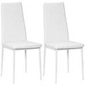 EasyComfort Set di 2 Sedie Moderne imbottite da Pranzo with Schienale Alto, in Pelle e Acciaio,rivestimento a polvere, 41x50x97 cm, white