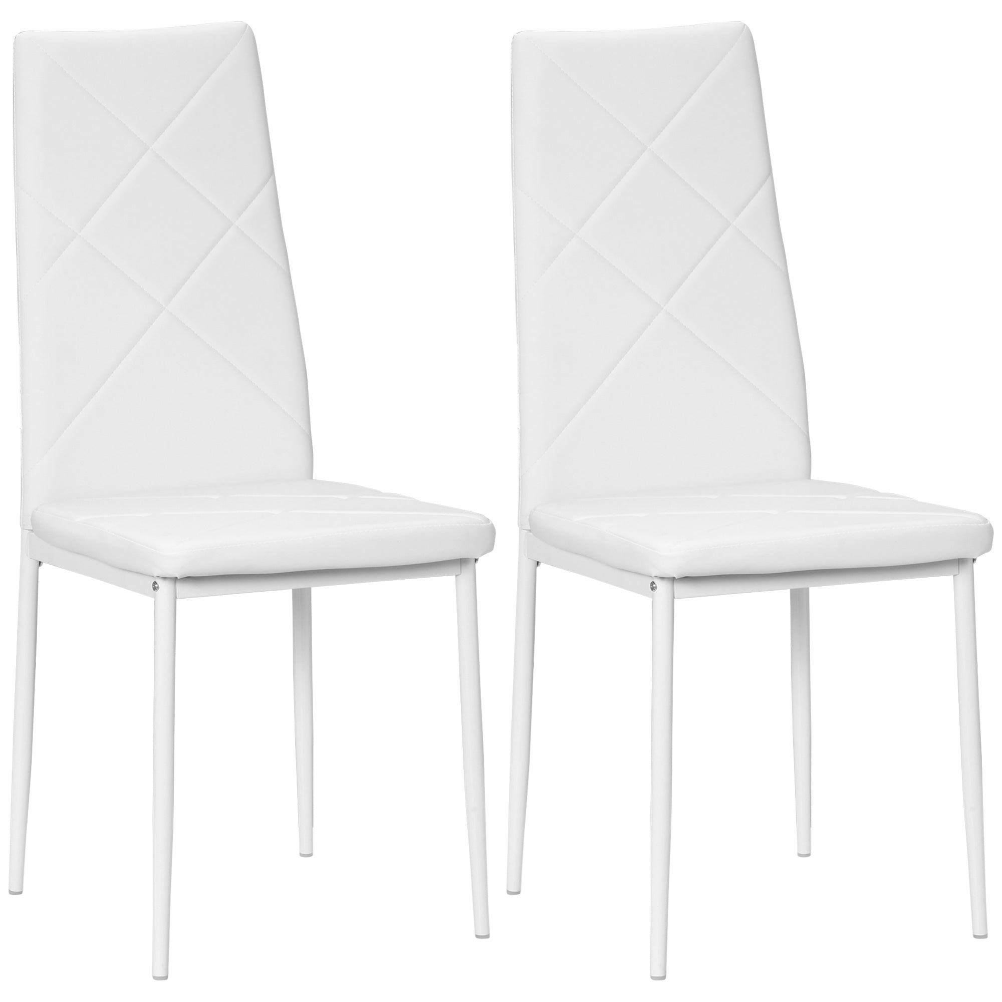 EasyComfort Set di 2 Sedie Moderne imbottite da Pranzo with Schienale Alto, in Pelle e Acciaio,rivestimento a polvere, 41x50x97 cm, white
