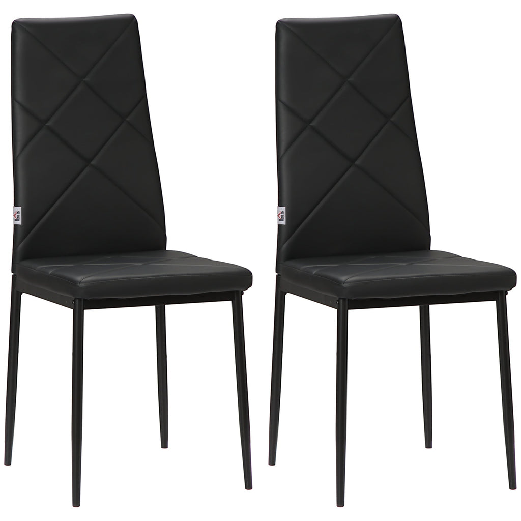 EasyComfort Set di 2 Sedie Moderne imbottite da Pranzo with Schienale Alto in Finta Pelle e Acciaio,rivestimento a polvere, 41x50x97 cm, black