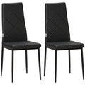 EasyComfort Set di 2 Sedie Moderne imbottite da Pranzo with Schienale Alto in Finta Pelle e Acciaio,rivestimento a polvere, 41x50x97 cm, black