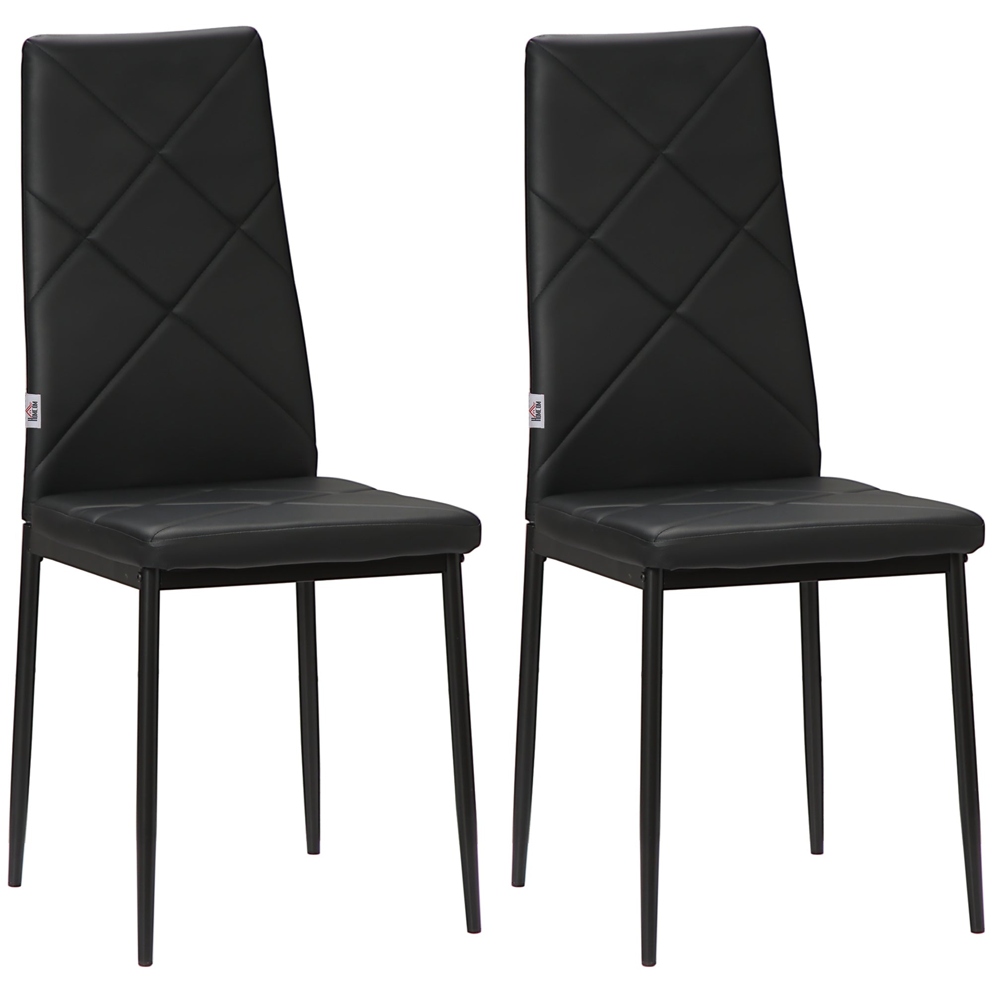 EasyComfort Set di 2 Sedie Moderne imbottite da Pranzo with Schienale Alto in Finta Pelle e Acciaio,rivestimento a polvere, 41x50x97 cm, black