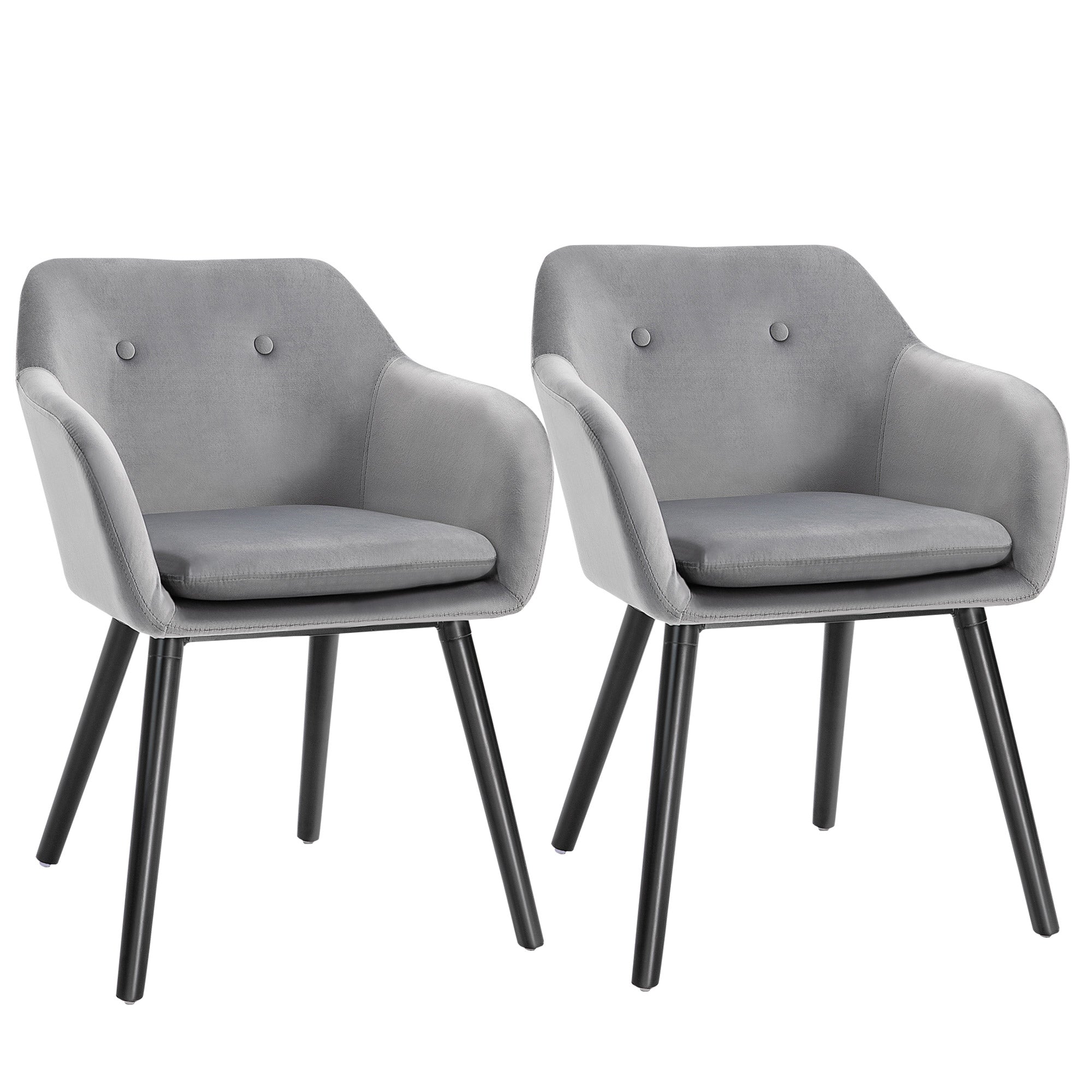 EasyComfort set van 2 eetkamerstoelen fluweel grijs