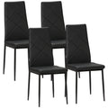 Easycomfort Set di 4 Sedie da Pranzo with Schienale Alto in Finta Pelle e Acciaio, 41x50x97cm, black