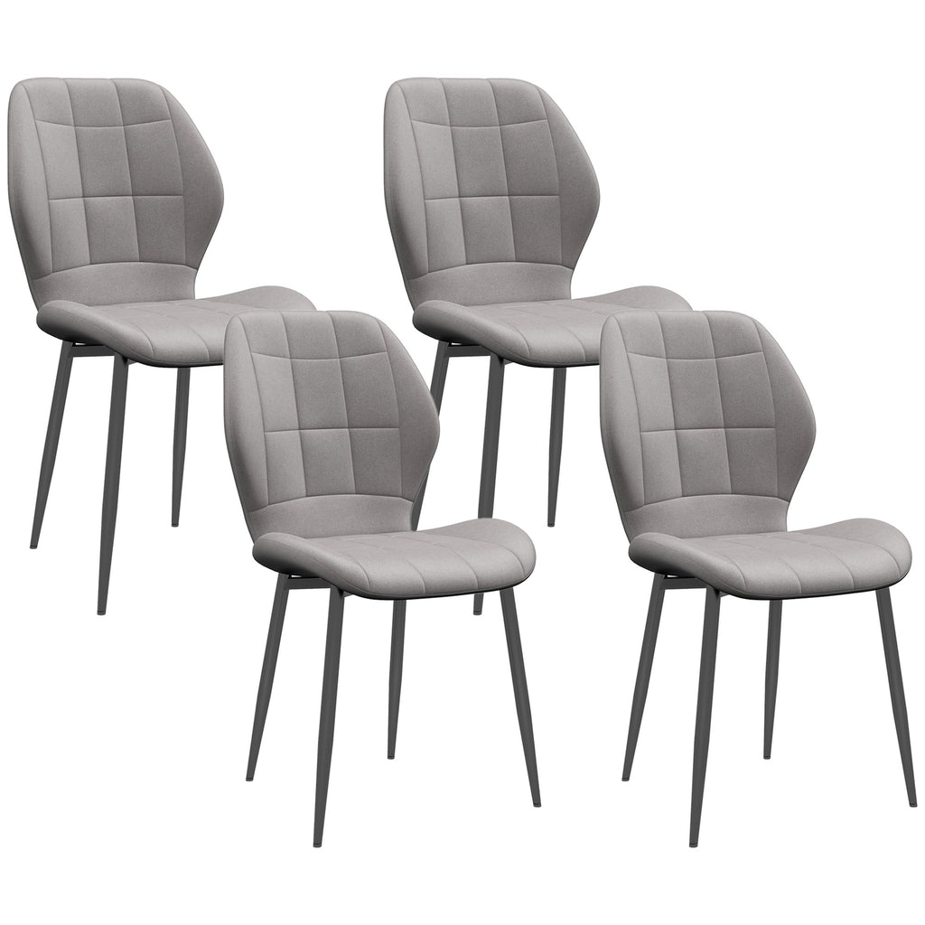 EasyComfort Set di 4 Sedie da Pranzo Moderne per Cucina e Soggiorno with Rivestimento in Flanella, Grigio