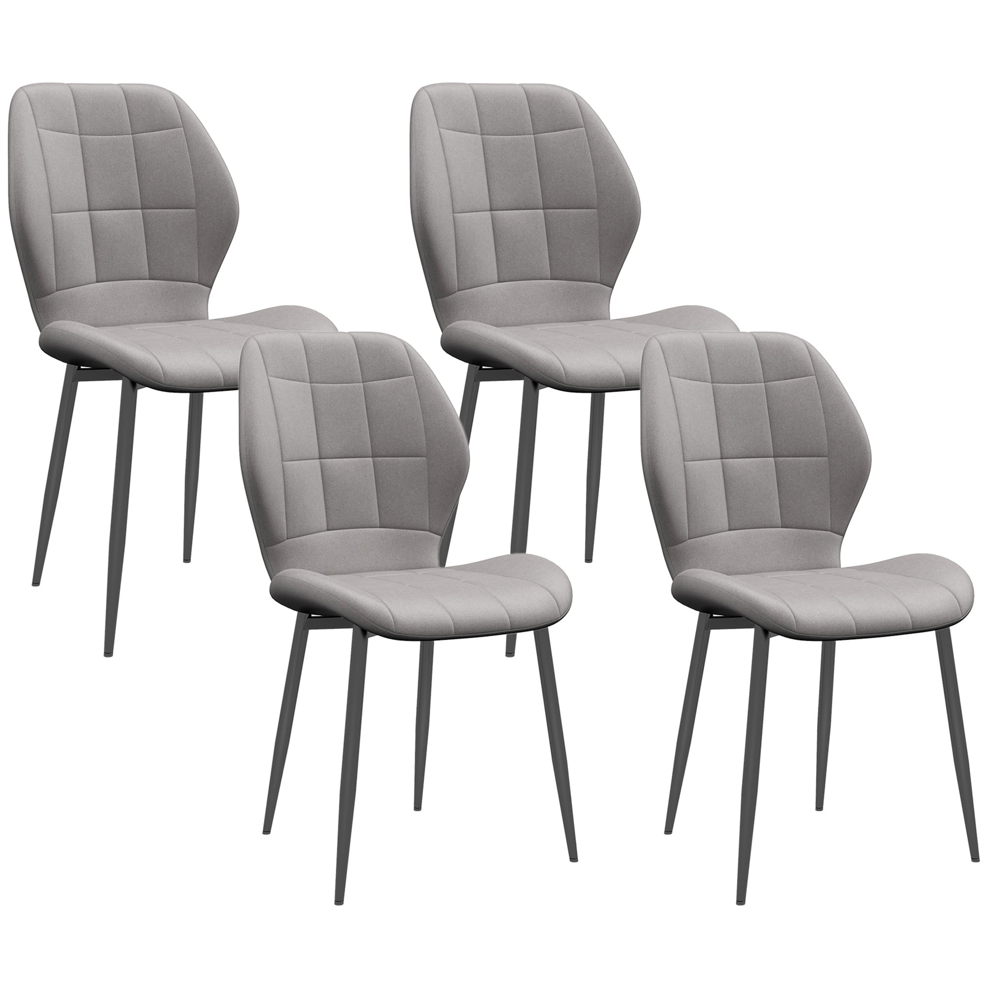 EasyComfort Set di 4 Sedie da Pranzo Moderne per Cucina e Soggiorno with Rivestimento in Flanella, Grigio