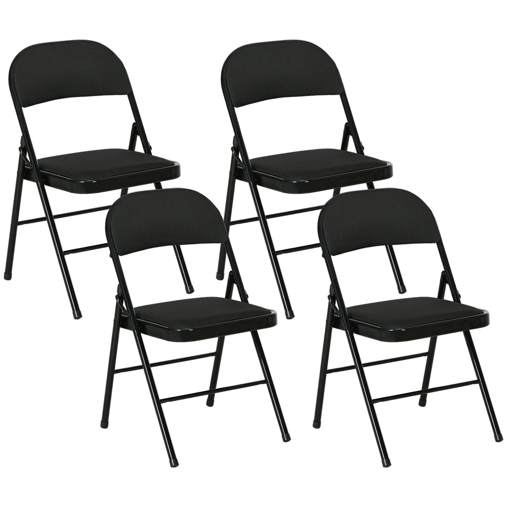 EasyComfort Set di 4 Sedie Pieghevoli with Seduta Imbottita in poliestere e Struttura in Acciaio, black