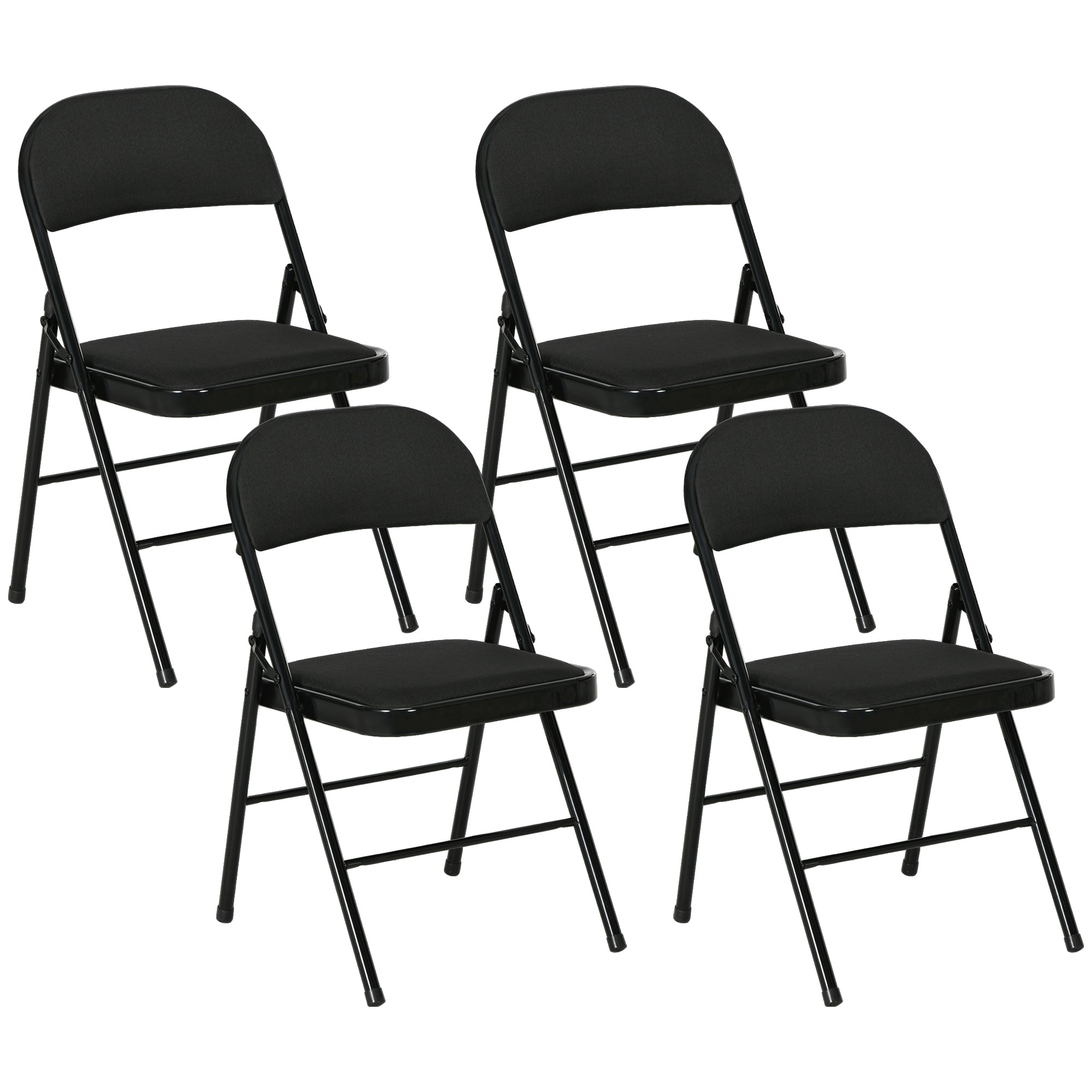 EasyComfort Set di 4 Sedie Pieghevoli with Seduta Imbottita in poliestere e Struttura in Acciaio, black