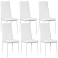 EasyComfort Set di 6 Sedie da Pranzo Moderne with Schienale Alto in Finta Pelle e Acciaio, 41x50x97 cm, white