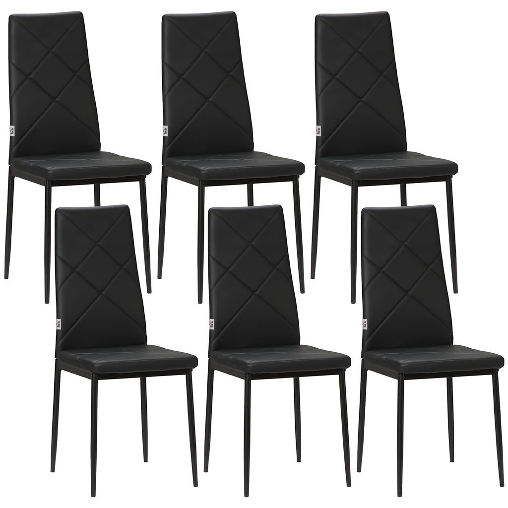 EasyComfort set van 6 eetkamerstoelen hoge rug kunstleer zwart