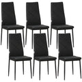EasyComfort set van 6 eetkamerstoelen hoge rug kunstleer zwart