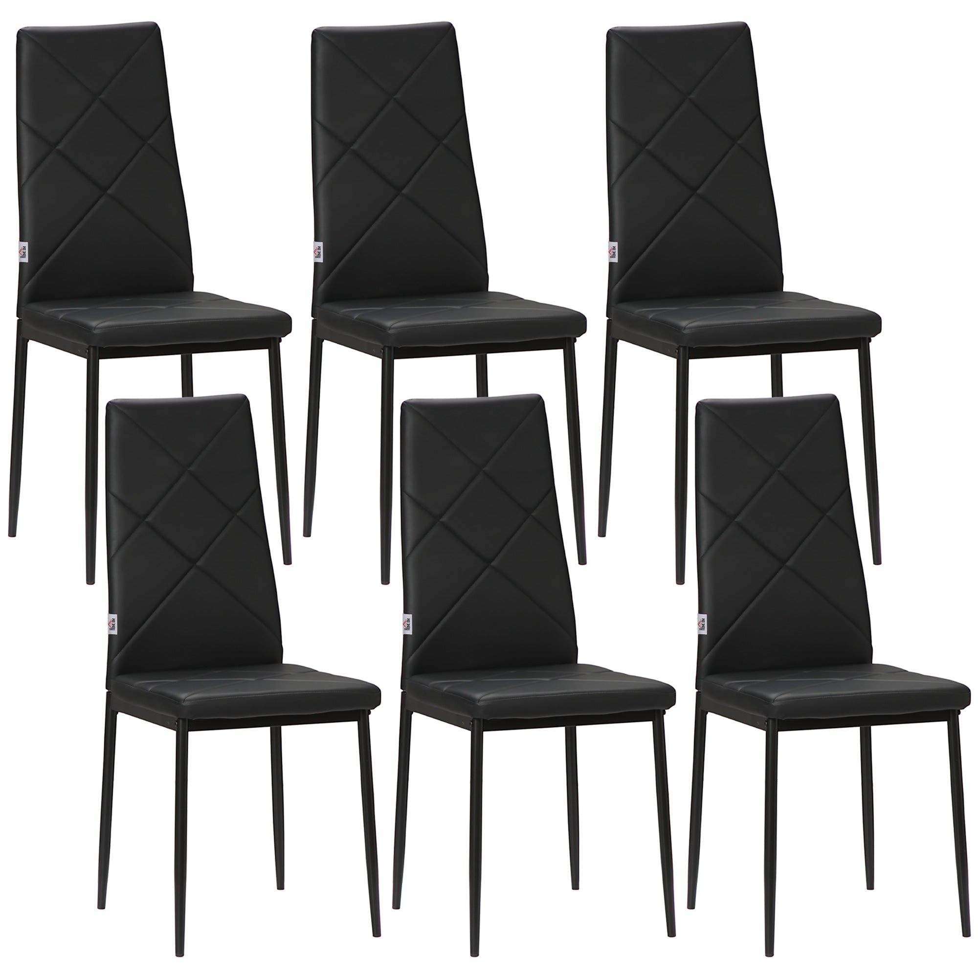 EasyComfort set van 6 eetkamerstoelen hoge rug kunstleer zwart