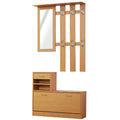 Easycomfort Set Mobili Ingresso Moderno with Scarpiera e Specchio, Appendiabiti da Ingresso with 6 Ganci, 2 Ripiani Regolabili e Cassetti in Legno per Corridoio, 90x24x177 cm, Legno