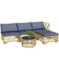 EasyComfort tuinloungeset 5-delig rattan grijs