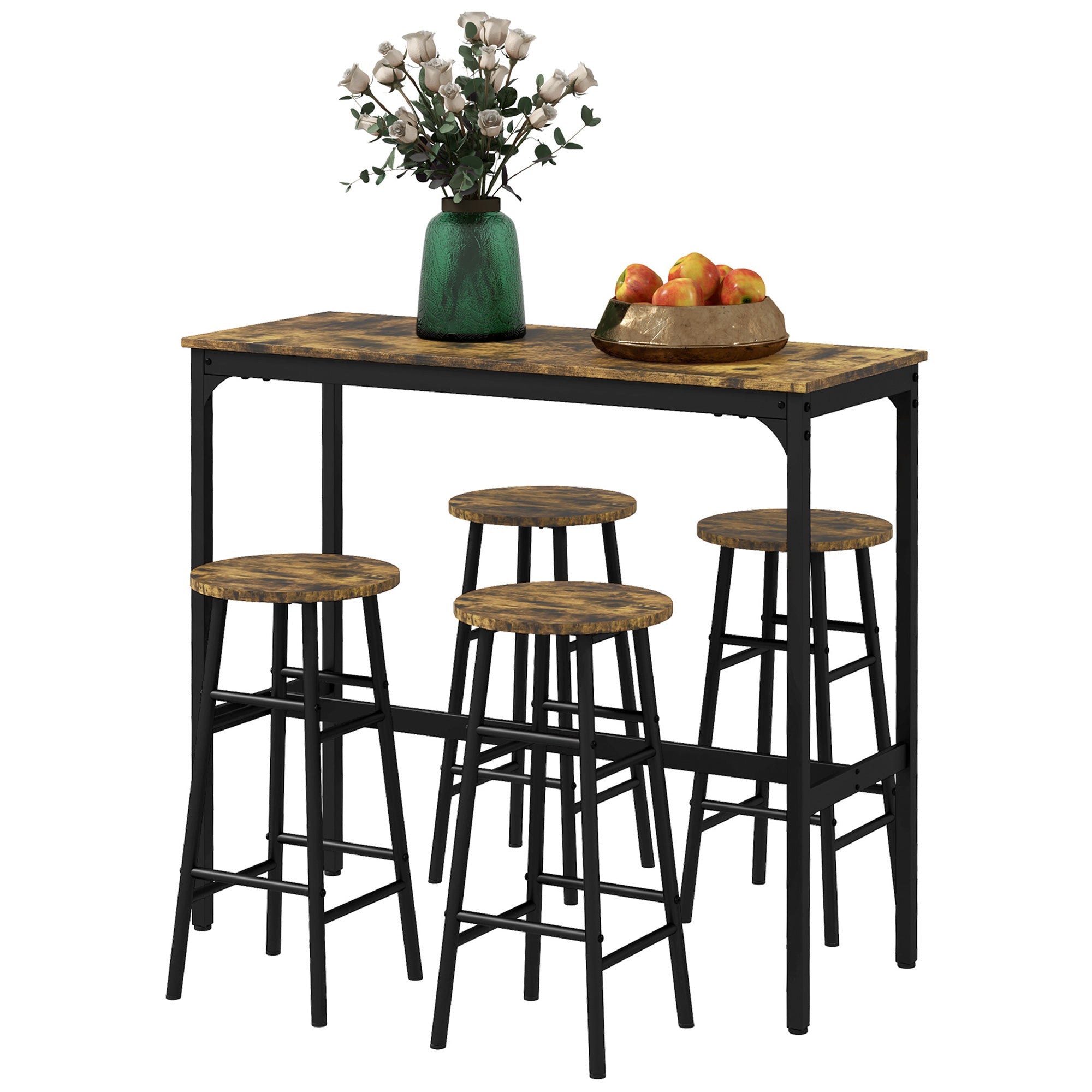 EasyComfort set 5-delig barset tafel en 4 krukken
