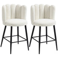 EasyComfort Set 2 Sgabelli Alti imbottiti with Poggiapiedi Regolabile Moderno da Cucina Pz in Poliestere, Acciaio e Gommapiuma, white crema