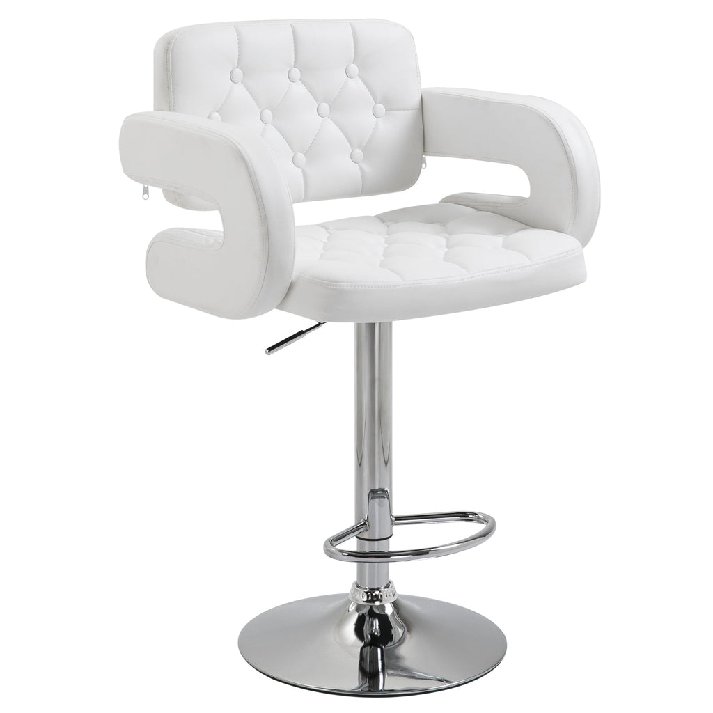 EasyComfort Sgabello Alto Moderno da Bar with Schienale e Braccioli, Regolabile e Girevole, per Cucina o Pub, 64x50x94-114cm, Bianca
