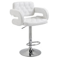 EasyComfort Sgabello Alto Moderno da Bar with Schienale e Braccioli, Regolabile e Girevole, per Cucina o Pub, 64x50x94-114cm, Bianca