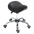 Easycomfort Sgabello da Lavoro a Sella with Ruote e Altezza Regolabile per Negozi Parrucchiere e Tattoo, 52x53x49-61cm black