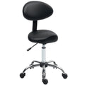 EasyComfort Sgabello Estetista with Ruote e Schienale, Altezza Regolabile e Seduta Girevole in Finta Pelle, black